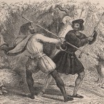 Illustration showing 2 men fighting